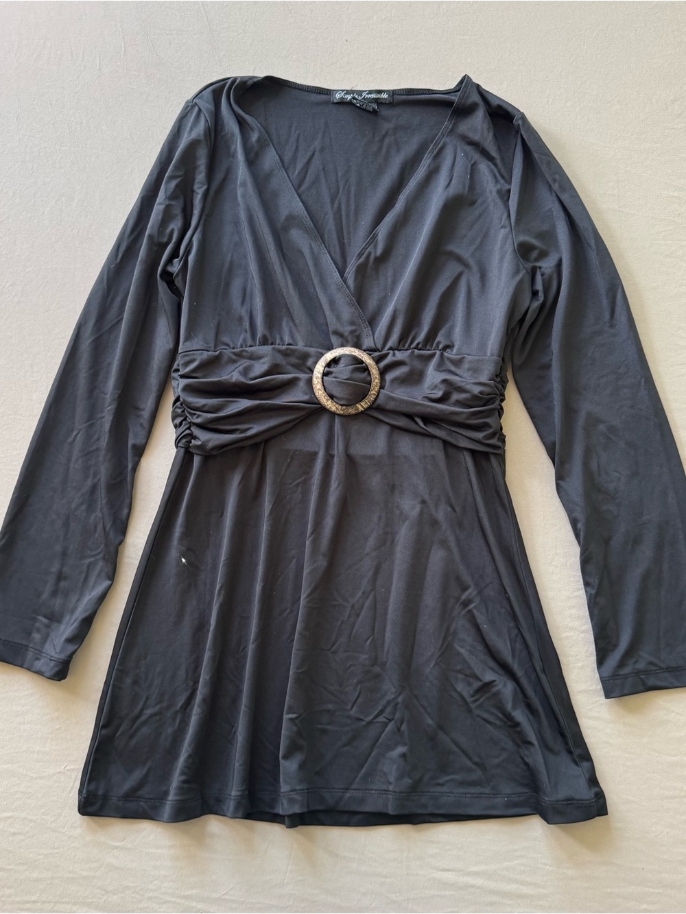 Vintage Simply Irresistible Ruched Ring V-Neck Tunic Top